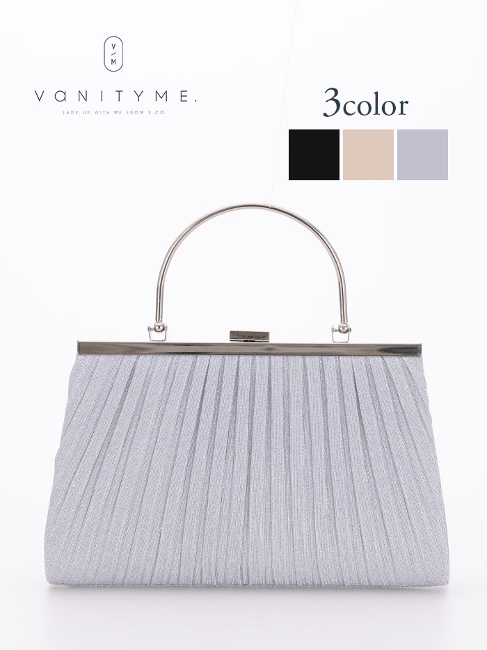 haremode ハレモード フォーマル・パーティー メタルハンドルラメプリーツパーティーバッグ ハンドバッ..