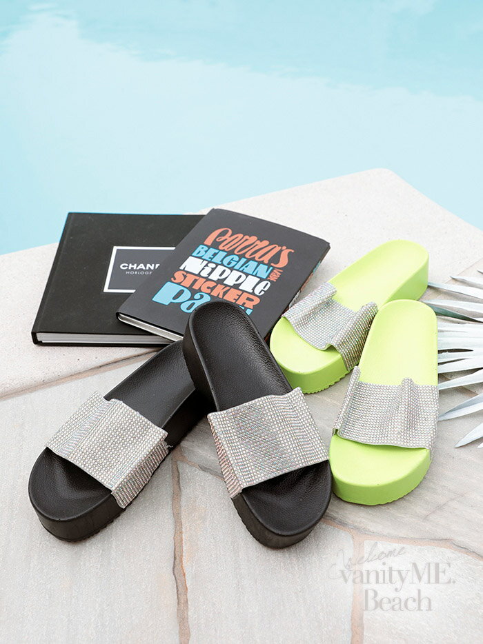 ビジュビーチサンダル［ブラック・イエロー］ビーチ リゾート レディース(22.5cm〜24.0cm) vbi-s-31818