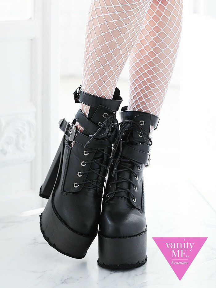 Platform boots プラットフォームブーツ ショート 厚底ブーツ ブラック (36・37・38サイズ) vsh-ab202002