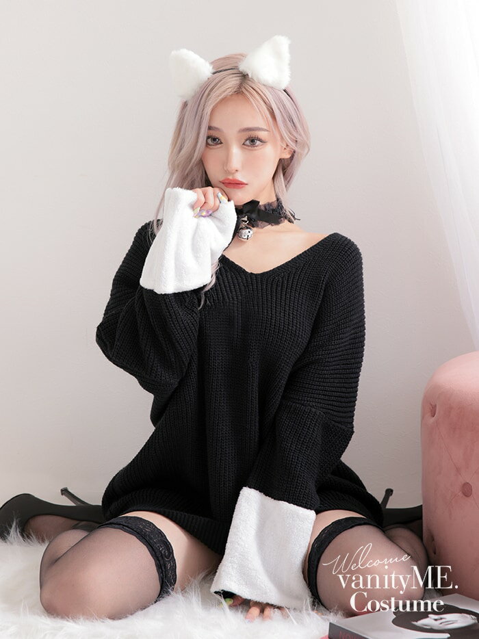 楽天コスチューム＆ドレス vanityME.猫 黒猫 コスプレ コスチューム ネコ キャット【2点セット】Darling tops Cat. ダーリントップスキャット ワンピース [ブラック] （フリーサイズ） vcsot-b0004-3 大人 セクシー 女性 大人用 かわいい 可愛い コスプレ衣装