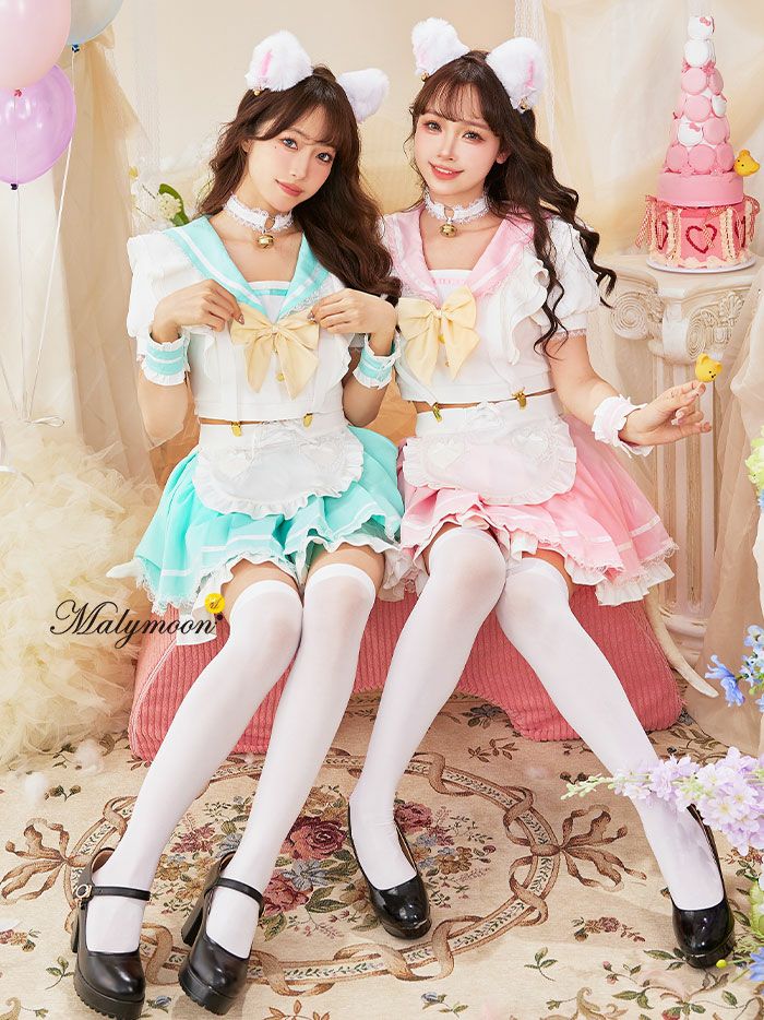 [正規品] ハロウィン ハロウィン猫仮装 コスプレ猫 黒 猫 コスプレ 猫耳 猫ちゃん 猫コスプレ 仮装 かわいい 女性 大人 コスプレウェア セーラー服 パステル パステルカラー【9点セット】Malymoon マリームーン キャンディテールセーラーキャット [ ピンク/グリーン ] ml9941 vanityme-10011534 vanityME. (バニティーミー) サンプル画像2
