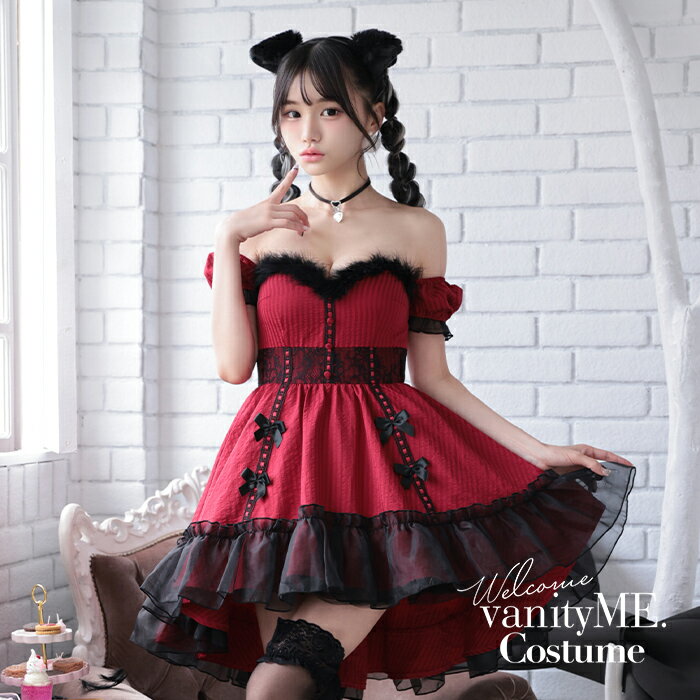 楽天vanityME. （バニティーミー）【2点セット】Gothic Cat. ゴシックキャット #LadyRed レッド vcsct-240320-3b コスプレ 猫 ネコ ねこ 衣装 仮装 コスチューム レディース かわいい ゴシック 赤 ドレス ワンピース 猫耳 ねこみみ 大人 猫コスプレ セット 猫コスチューム コスプレ猫