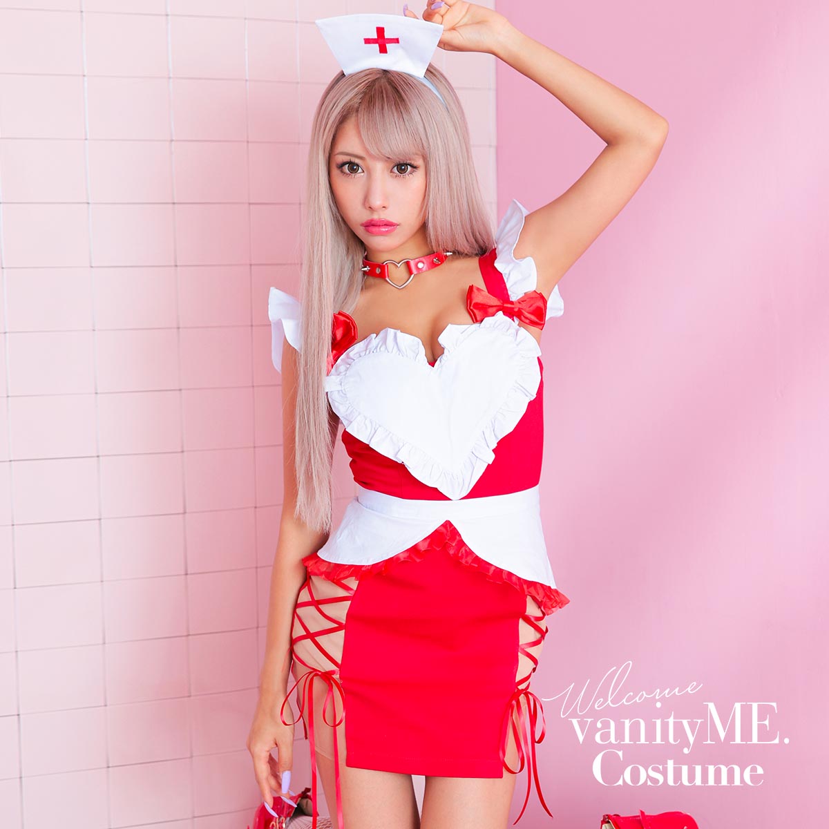 セクシー ミニ ナース服 看護師【2点セット】NEO TOKYO NURSE ネオトウキョウ ナース [ホワイト×レッド] (S・M・Lサイズ) ナースコスプレ ミニスカ ナース コスプレ衣装 コスプレ 女性 コスチューム 大人 ハロウィーン vcsnr-220565