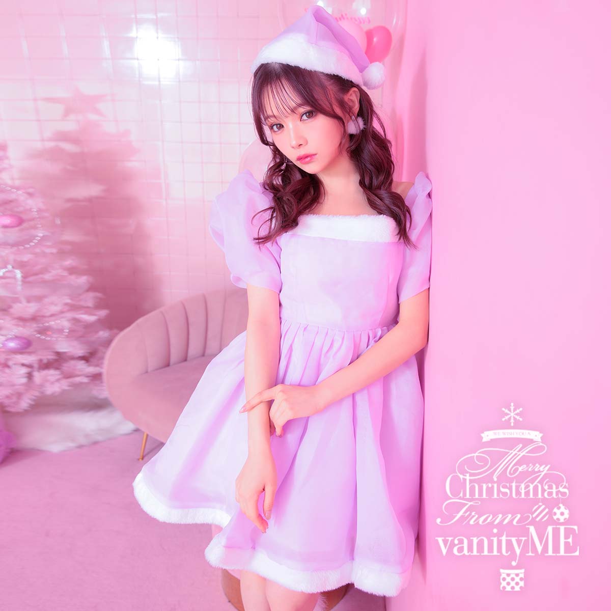 サンタ コスプレ サンタコス クリスマス 衣装【2点セット】Lavender macaron ラベンダーマカロンサンタ [ラベンダー] (S・M・Lサイズ) 【 クリスマス コスプレ 衣装 仮装 サンタコスチューム 】vcsst-b0001-2a