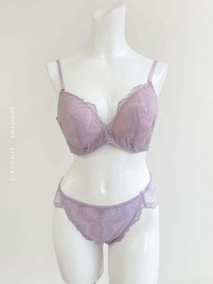 【2点セット】脇高オリエンタル レースブラセット ブラジャー＆フルバックショーツ [ブラック] vuw-j50..