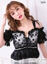 【SALE】 キャバドレス ミニ 大人 高級キャバドレス ミニドレス クラブ ワンピース ROBE de FLEURS ローブドフルール ホワイト×ブラックチェ...