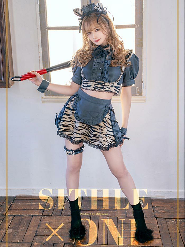 [正規品]ハロウィン 鬼 おに コスプレ 衣装 仮装 コスチューム 鬼の衣装 虎 虎柄 トラ 耳 カチューシャ アニマル おばけ かわいい レディース 女性 大人 大人用 メイドコスプレ メイドコス 【8点セット】Malymoon マリームーン 鬼メイドコスチューム [ブラック]ml9659 vanityme-10008875 vanityME. (バニティーミー) サンプル画像3