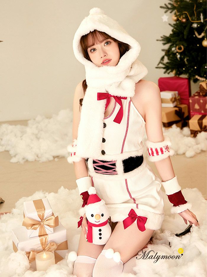サンタ コスプレ サンタコス クリスマス コスプレ サンタ 衣装 サンタ コスプレ クリスマス コスプレ【8点セット】Malymoon/マリームーン 雪だるまサンタ [ホワイト] (フリーサイズ) 【 クリスマス コスプレ 衣装 仮装 サンタコスチューム 】mls9617のサムネイル