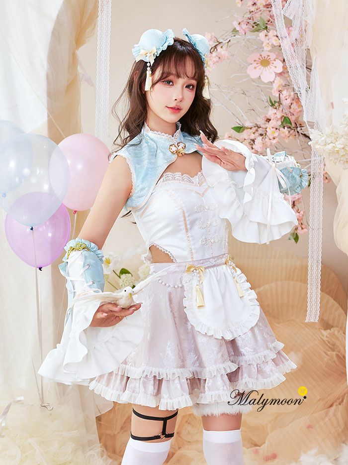 [正規品] ハロウィン フリル チャイナドレス コスプレ 衣装 セクシーコスチューム チャイナ セクシーチャイナドレス コスプレチャイナ チャイナ服 レディース 【8点セット】Malymoon マリームーン ファンシーフリルチャイナドレス [ ミントブルー/ブラック ] mls9967 vanityme-10012251 vanityME. (バニティーミー) サンプル画像2