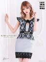 【SALE】 キャバドレス ミニ 大人 高級キャバドレス ミニドレス クラブ ワンピース ROBE de FLEURS ローブドフルール ブルー フラワーモチー...