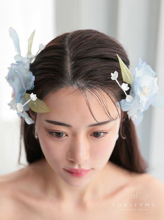 【2点セット】vanityME.couture. フラワーコサージュ ヘッドアクセ [ブルー] vcsit-2433