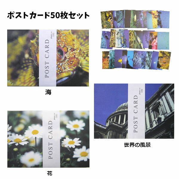 景色 ポストカード 50枚セット 海 花 世界 風景 自然 魚 教育　通販　訳あり商品　激安　はがき　ハガキ　カード セール