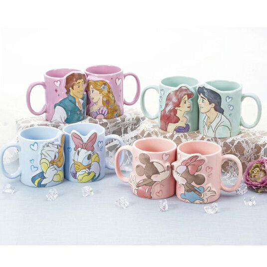 キャラクター マグカップ ペア | ディズニー ミッキー ミニー ドナルド デイジー スティッチ エンジェル ラプンツェル アリエル リトルマーメイド ジュディ ニック ズートピア ユージーン フリン エリック王子 ペアマグ ペア食器 プレゼント 結婚祝い カップル 夫婦 (3)