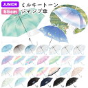 ミルキートーンアンブレラ 傘 子供 55cm | グラデーション キッズ 子供用 子供 小学生 傘 長傘 レインボー こども 女の子 男の子 シンプル 雨具 カ...