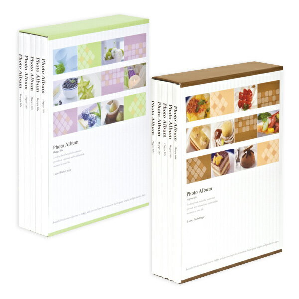 L判 3段 270枚収納 ナカバヤシ 5冊ソフトボックスアルバム 写真柄 スイーツ&リラックス ポケットアルバム 5PL-270-32-W / 5PL-270-...