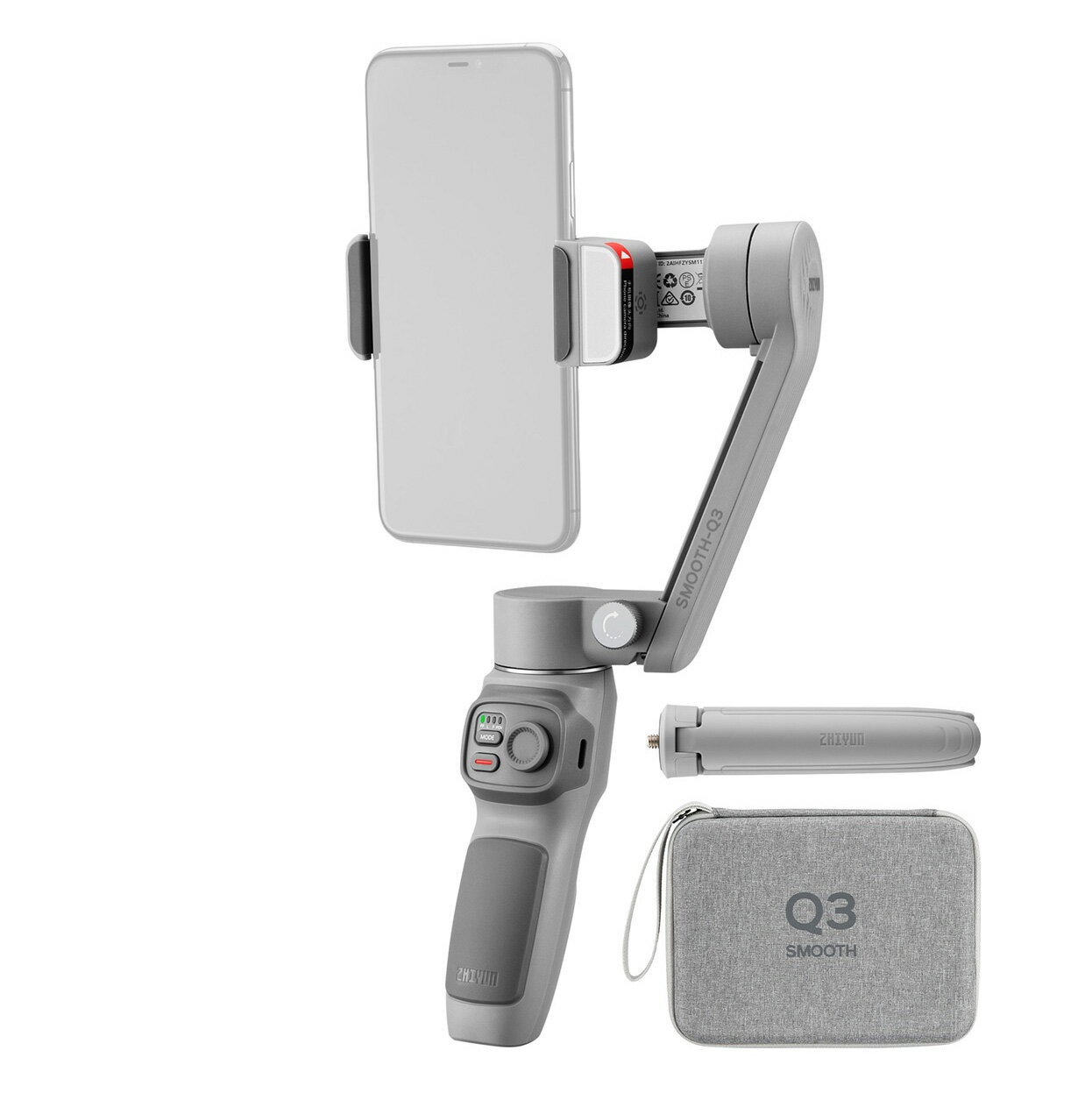 ZHIYUN ジーウン SMOOTH Q3 COMBO スマートフォン用ジンバル スマホジンバル 自撮り棒 3軸電動スタビライザー 手ブレ補正 手ぶれ防止 動画撮影 Youtube LEDライト内蔵 折りたたみ式 ミニ三脚付属 iPhone Android対応 国内正規品