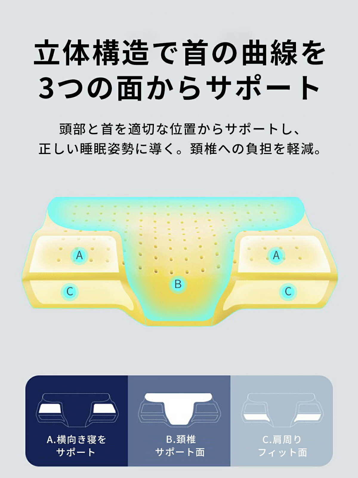 枕肩こり整体まくらほぐし肩解消首こり負担軽減軽く頚椎ストレートネック快眠枕安眠枕整体師監修横向きマッサージサポート快眠おすすめ枕カバー安眠人気送料無料