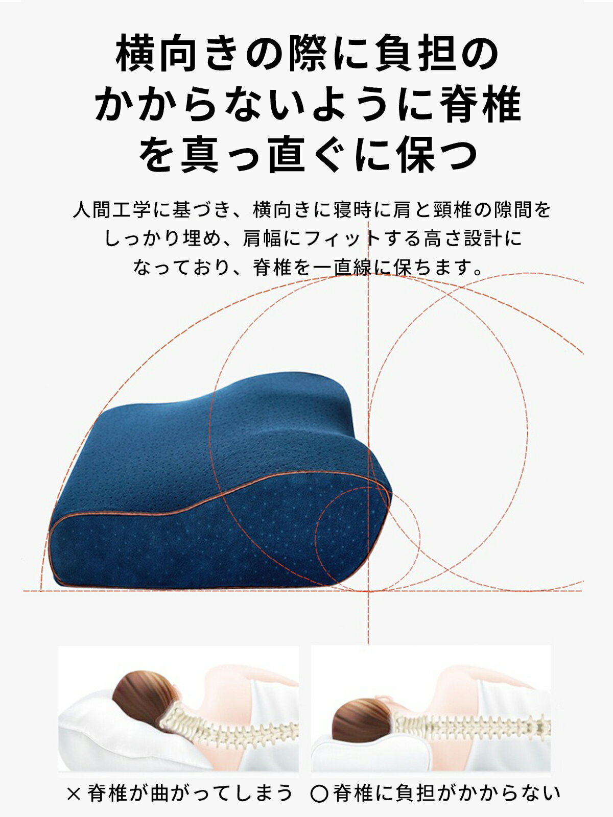 枕肩こり整体まくらほぐし肩解消首こり負担軽減軽く頚椎ストレートネック快眠枕安眠枕整体師監修横向きマッサージサポート快眠おすすめ枕カバー安眠人気送料無料