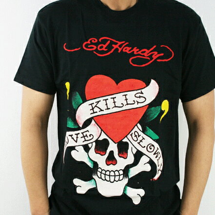 Rakuten - 送料無料【L XLサイズ】Ed Hardy メンズ半袖Tシャツ（ブラック）