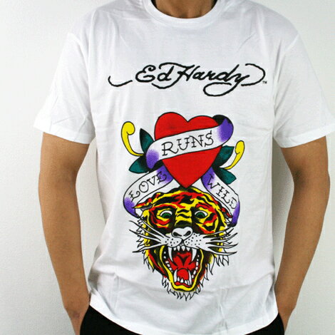 Rakuten - 送料無料【L XLサイズ】Ed Hardy メンズ半袖Tシャツ（白×カラフル）