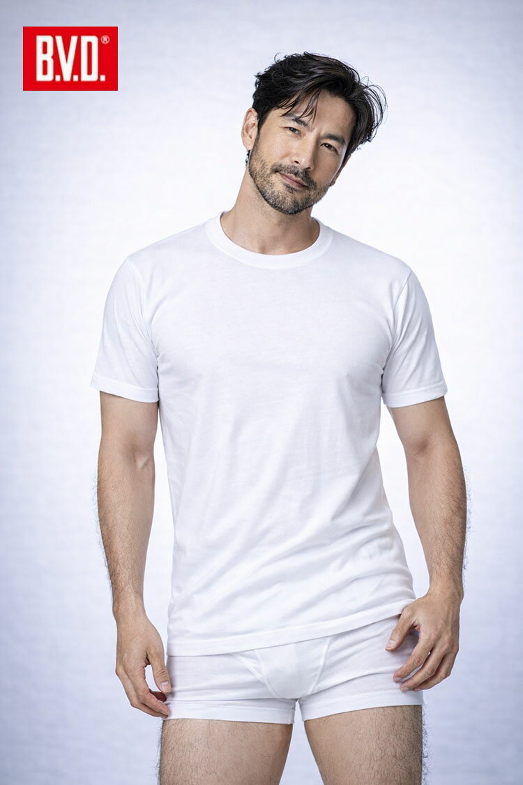 BVD ゴールド 半袖 丸首 Tシャツ 綿100％ メンズ 肌着 下着 大人 綿100 アンダーウエア G013A