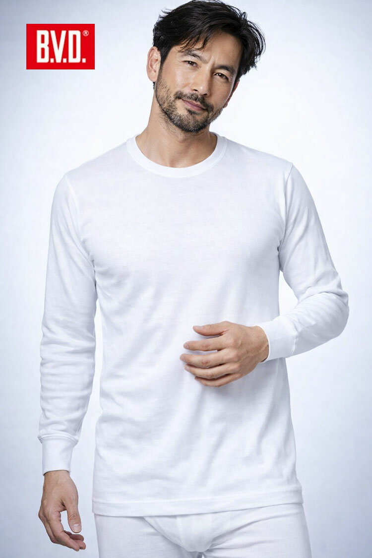 BVD ゴールド 丸首8分袖Tシャツ 綿100％ メンズ 肌着 下着 大人 綿100 アンダーウエア G017A