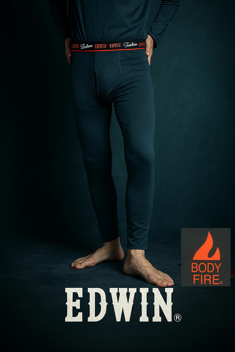 冬 EDWIN エドウィン あったか タイツ 前開き BODY FIRE 保温 裏起毛 ストレッチ 防寒 インナー 暖かい グッズ 下着 レギンス メンズ