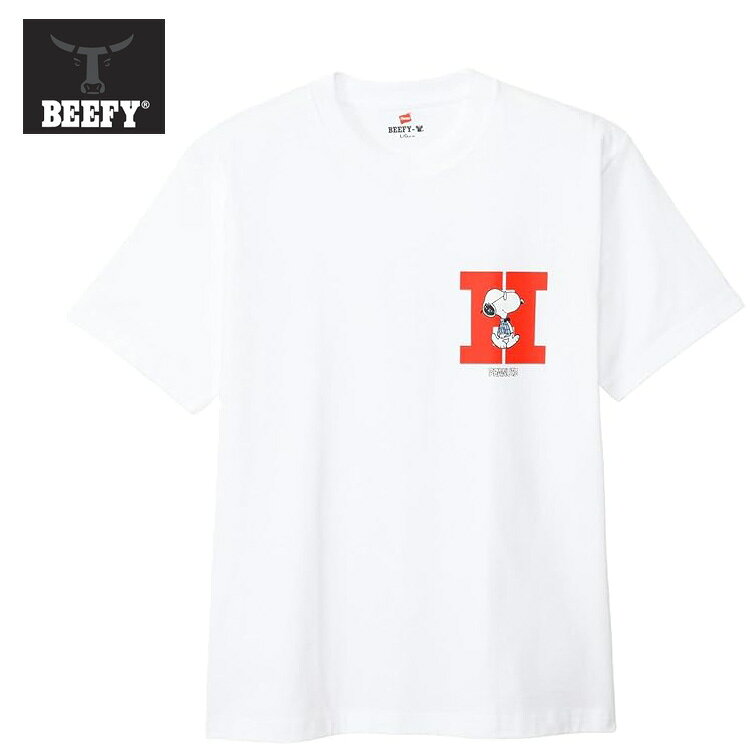 樂天商城 - Hanes ヘインズ スヌーピー コラボ ビーフィ tシャツ BEEFY-T PEANUTS Tシャツ 半袖 メンズ 綿100％ 丸首 丸胴 タグレス 1枚組 スヌーピー キャラクターTシャツ