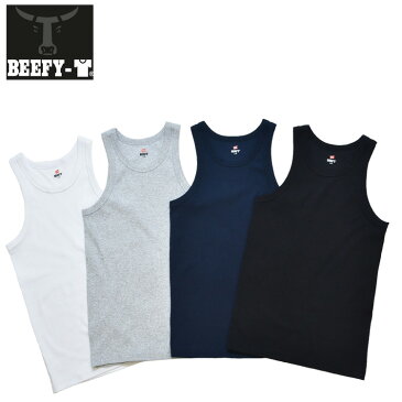 ヘインズ ビーフィー タンクトップ 【リブ 編み】リブタンク ノースリーブ 2×2ribbd ストレッチ メンズ ホワイト グレー ネイビー ブラック HM3-R102