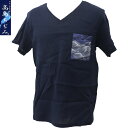高島ちぢみ ポケット付き tシャツ Vネック 高島縮み メンズ 春夏 半袖 ポケットtシャツ クレープ生地 ルームウエア