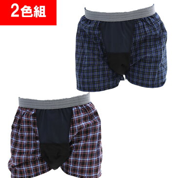 2色セット 尿漏れトランクス 尿漏れパンツ 尿モレ 吸水シート付き チェック 男性用 尿ケア ちょいモレ トランクス 吸水パンツ 2枚組み メンズ 失禁パンツ 尿もれ お悩み対策 インナー 尿 漏れ