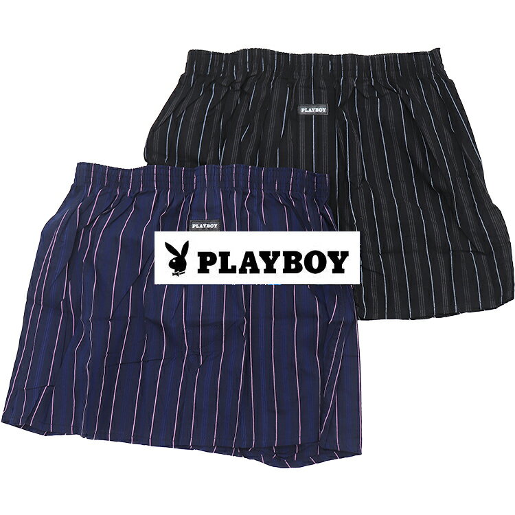 2色 セット（PLAY BOY）プレイボーイ トランクス メンズ 綿100％ 前あき 下着 2色組 綿100