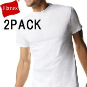 送料無料2枚セット綿100％メンズインナーTシャツ（Vネックシャツ）（丸首Ｔシャツ）【RCP】【男性白下着2Ｐ年間定番ヘインズ肌着半袖】【2枚組｜福袋】【Hanesコットン／ホワイトパックT】