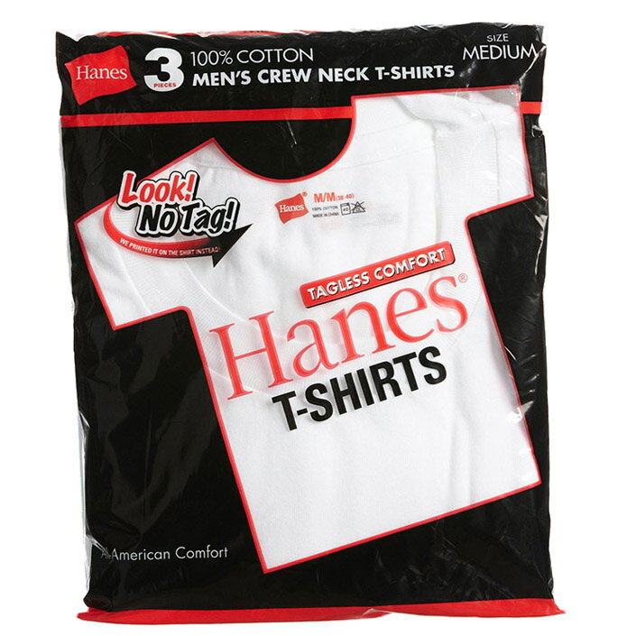 Hanes ヘインズ 赤ラベル ヘインズ tシャツ クルーネックTシャツ ヘインズtシャツ 赤パック レッドパック 白T 3枚組 …