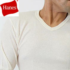 Hanes( ヘインズ ）サーマル 長袖Vネックtシャツ(MH4121) メンズ カットソー ヘインズ長袖シャツ　下着　肌着 インナー　ヘインズ　ヘインズ tシャツ ワッフル 楽天スーパーセール 在庫処分