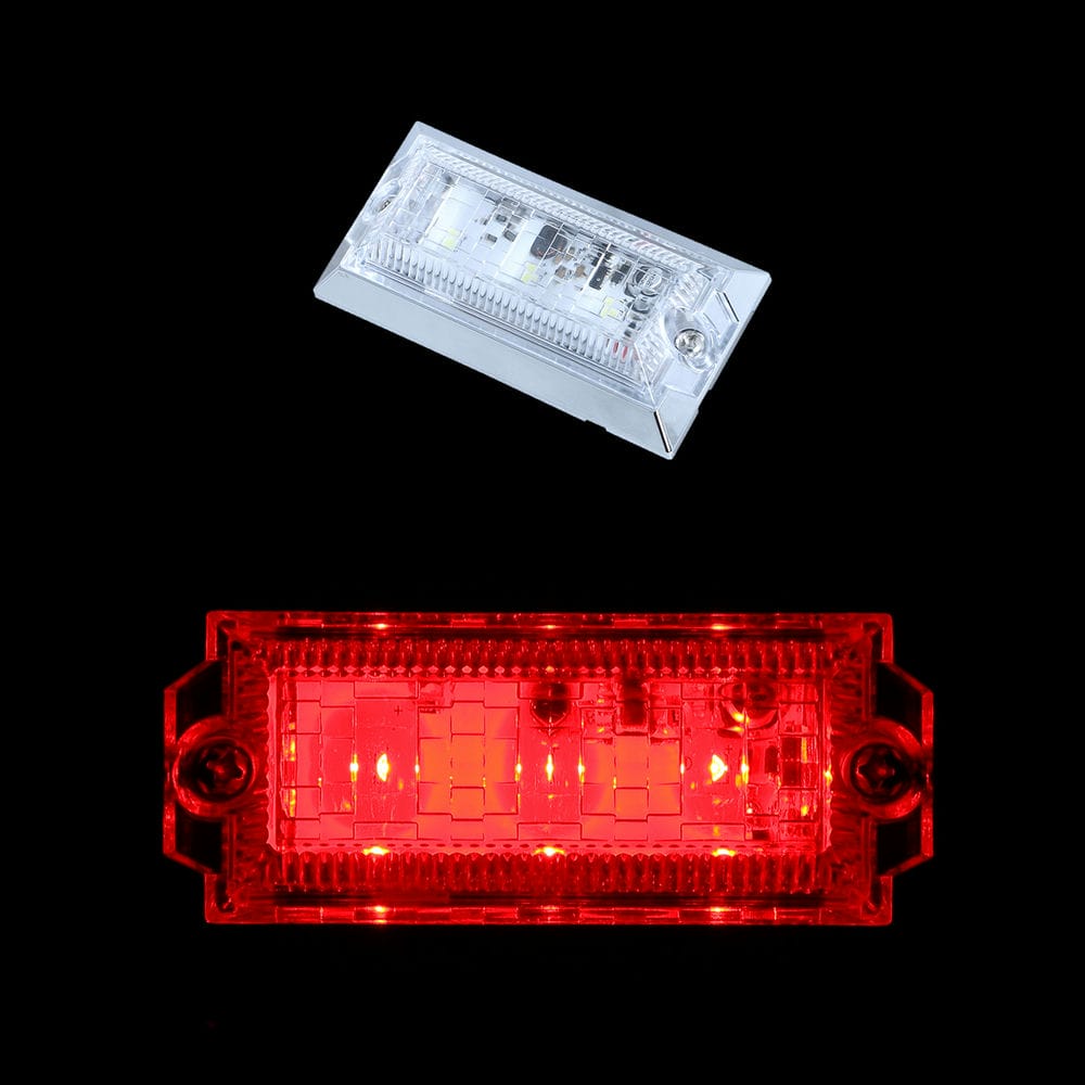 小型ミニフラットマーカーランプをハイパワー化小型ながら驚異の明るさを実現。LED独自のシャープな輝きで注目度120%!LEDならではの省エネ設計です。●電球の種類 LED ●レンズ色 クリアー ●LED色 レッド ●用途 サイドマーカーとして ●材質 (レンズ)PC、(本体)ABS ●寸法(mm) 44.5×84×20 ●色 レッド ●定格電圧(V) DC12V 約230mA(約2.7W) / DC24V 約150mA(約3.6W) ※本製品はノイズ対策をしてありますが、車両によってはラジオやカーナビ、バックカメラや無線機等にノイズは発生する場合がございますので予めご了承ください。