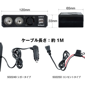 トラック用品 バントラのランキング受賞! ジェットイノウエ DCDCコンバーター 24V→12V シガー×2＆USB×2 コンセントタイプ 502250｜アングル3