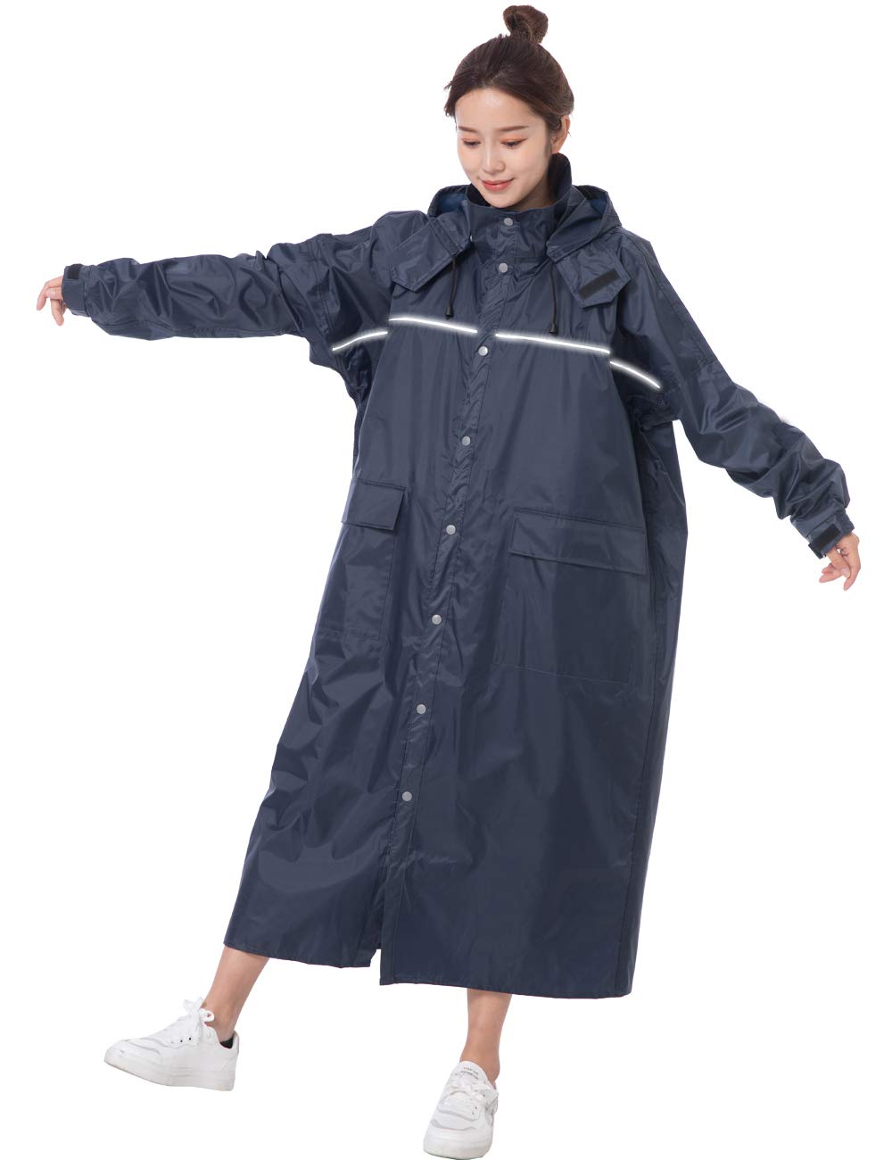 [BUQIREN] レインコート自転車 男女兼用 超軽量防水 通気性メッシュ 収納袋付き リュック対応 反射テー..