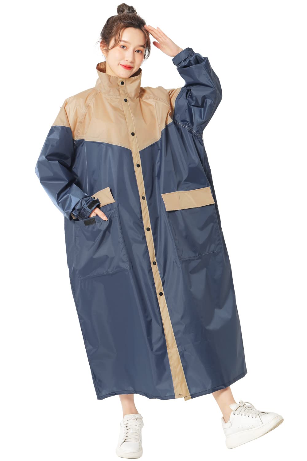 [BUQIREN] レインコート自転車 男女兼用 超軽量防水 通気性メッシュ 収納袋付き リュック対応 反射テー..