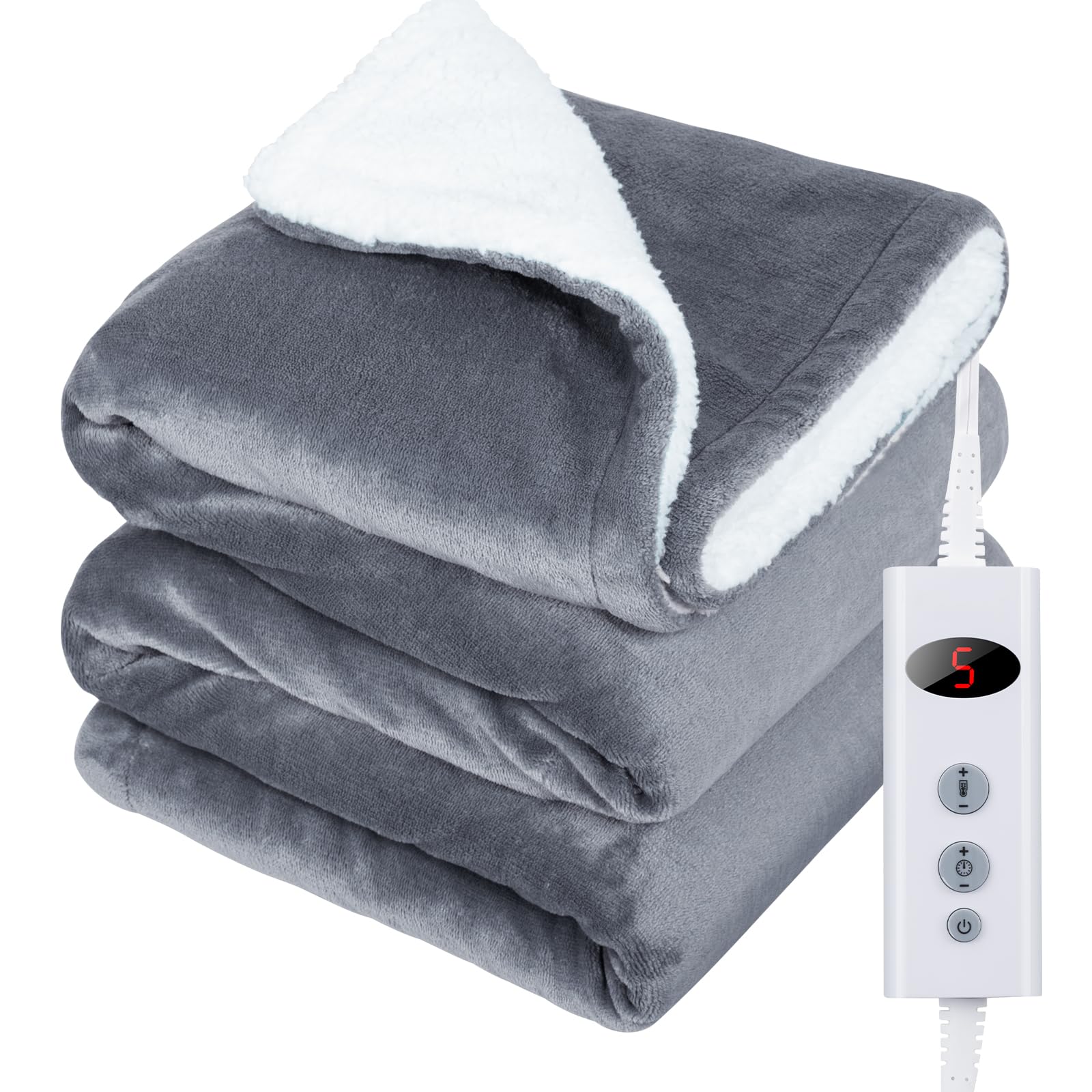 Rakuten - GOHHME 電気毛布 掛け敷き兼用 188×130cm 電気毛布 掛け【大きいサイズ＆10段階温度調整＆ 9つタイマー機能 】 フランネル ふわふわ 電気ブランケット丸洗い可 3分速暖膝掛け4h自動電源オフ ソファ ブランケット過熱保護 防寒対策 抗菌