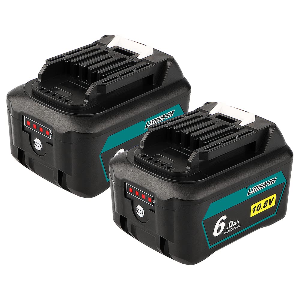 Waitley 2個セット マキタ10.8V バッテリー 互換 6.0Ah BL1015 BL1040 BL1060対応 6000mah 電動工具用バッテリー リチウムイオンバッテリ互換電池 マキタ10.8V 掃除機 対応 LED残量表示ランプ付き 大容量
