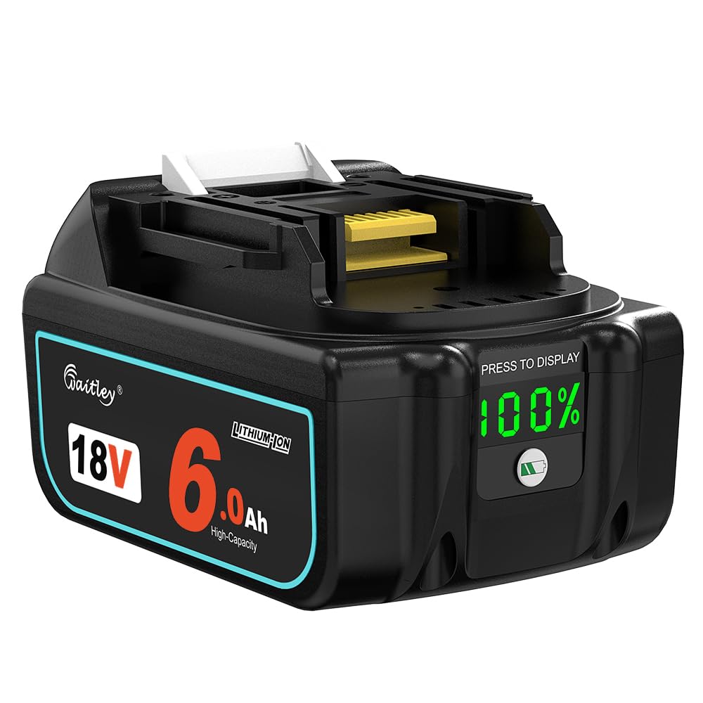 waitleyマキタ互換 バッテリー18V 6.0Ah デジタル％残量指示付き 大容量6000mAh BL1830 BL1840 BL1850 BL1890 対応 マキタ18V電動工具用電池 (WTL1860 ） (WTL18601個)