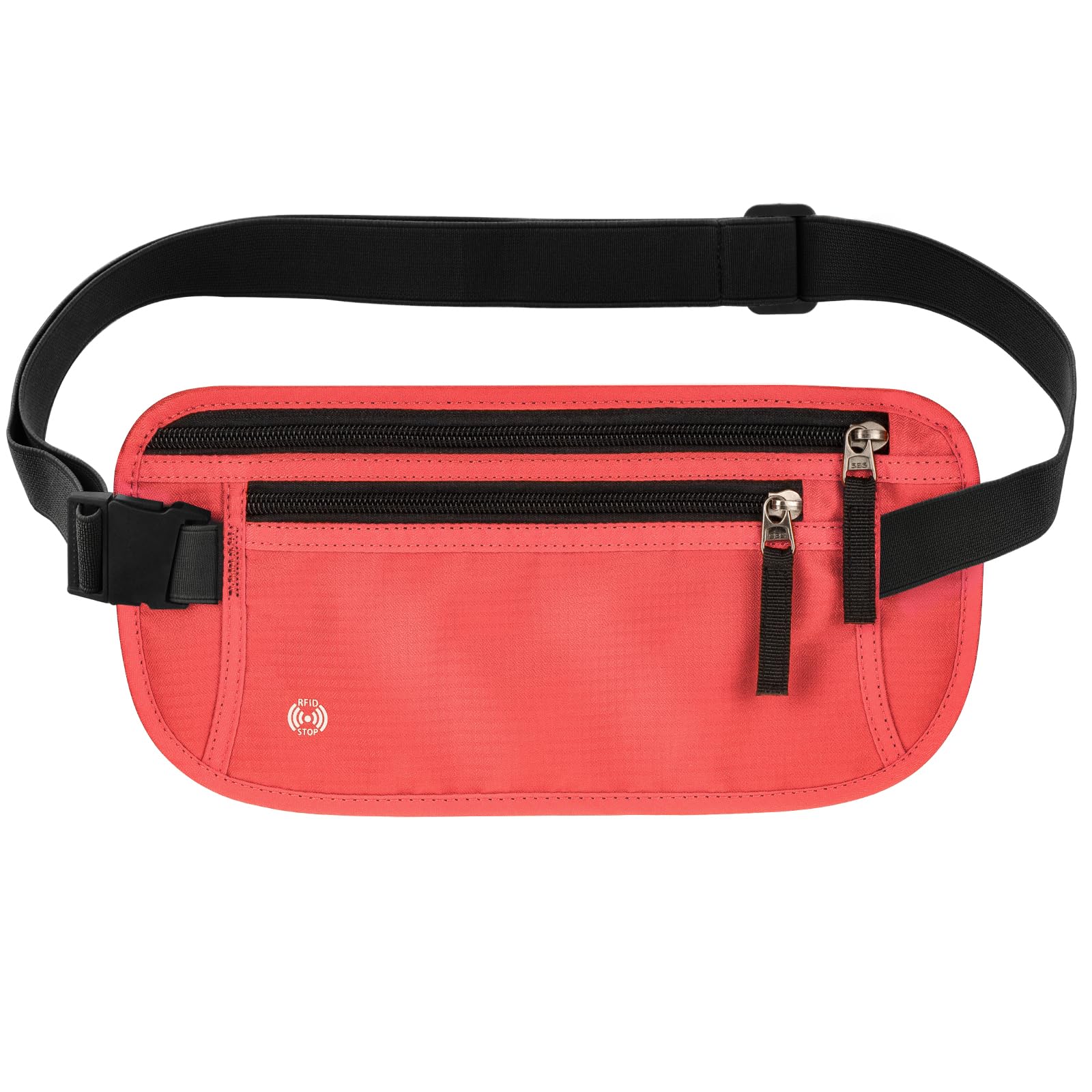 ウエストポーチ セキュリティポーチ 旅行 便利グッズ ウエストバッグ 隠しポーチ 多機能 超軽量 海外旅行 バッグ 防犯 RFID スキミング防止 スリ対策 スリ防止 貴重品いれ 防犯グッズ メンズ レディース フリーサイズ (レッド)