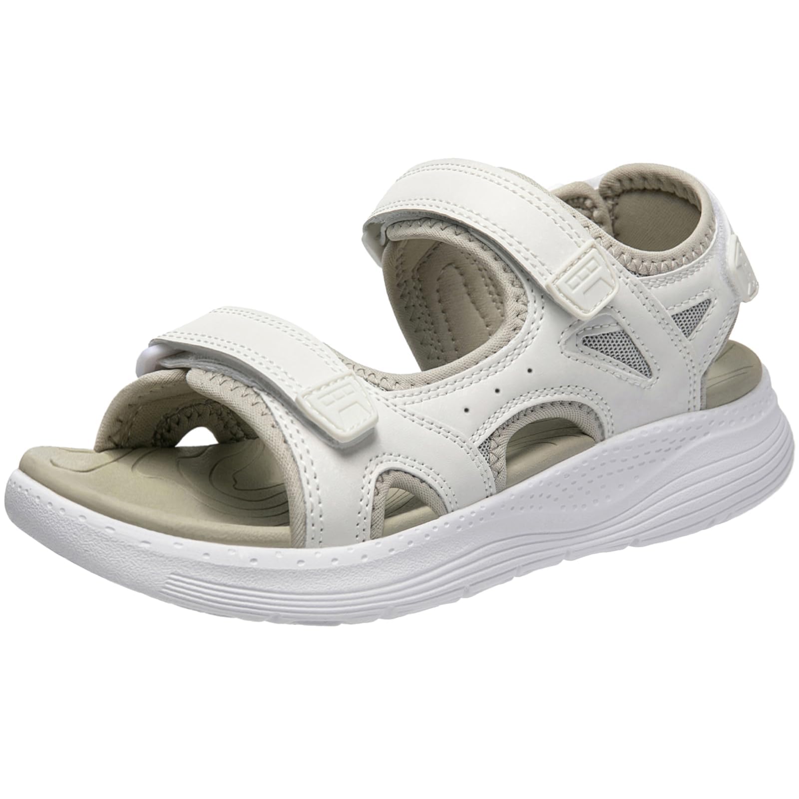 [MERPHINE] スポーツサンダル レディース ニット おしゃれ メッシュ オフィス サンダル 夏 通気 厚底 軽量 歩きやすい オールホワイト 23.5cm