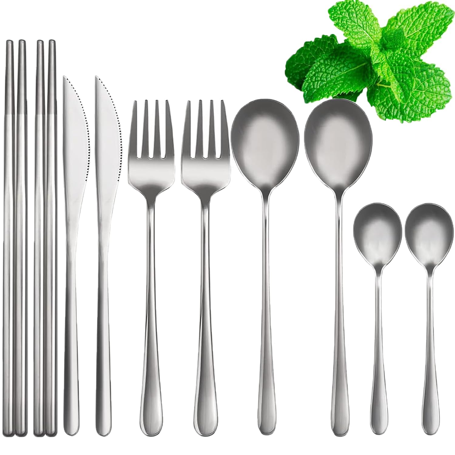 MGOXO カトラリーセット 10本セット 箸 ナイフ フォーク スプーン 2名用 ディナーカトラリーセット チ..