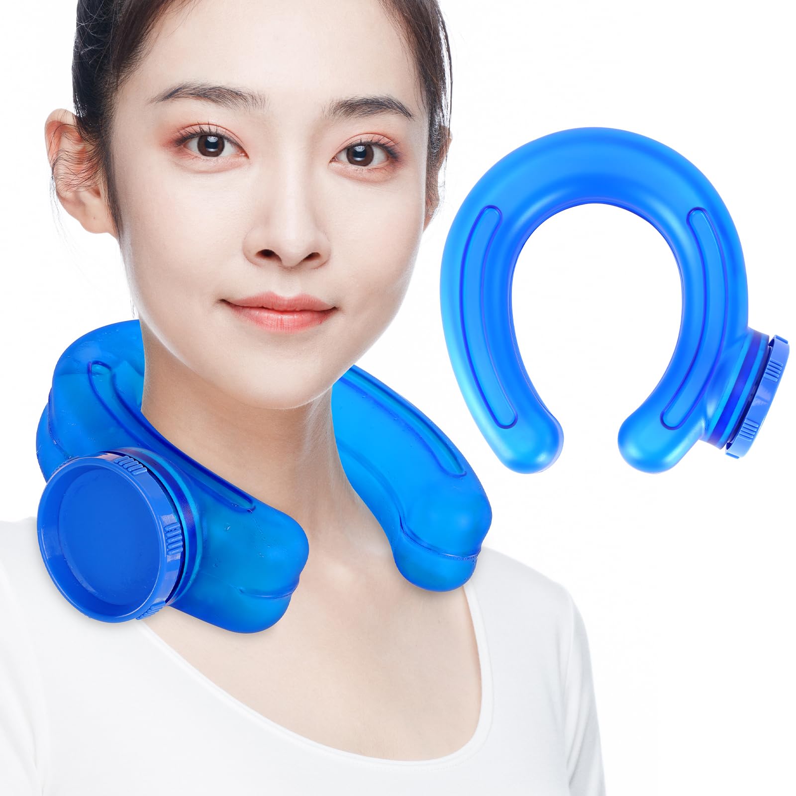 Rakuten - 2025-新 氷のうネッククーラー ハンズフリー 氷嚢 氷のう 氷で首を冷やす 爽快感 U字型 自然冷却 暑さ対策 保冷 野球 スポーツ 観戦 屋外作業 通勤 釣り (ブルー)