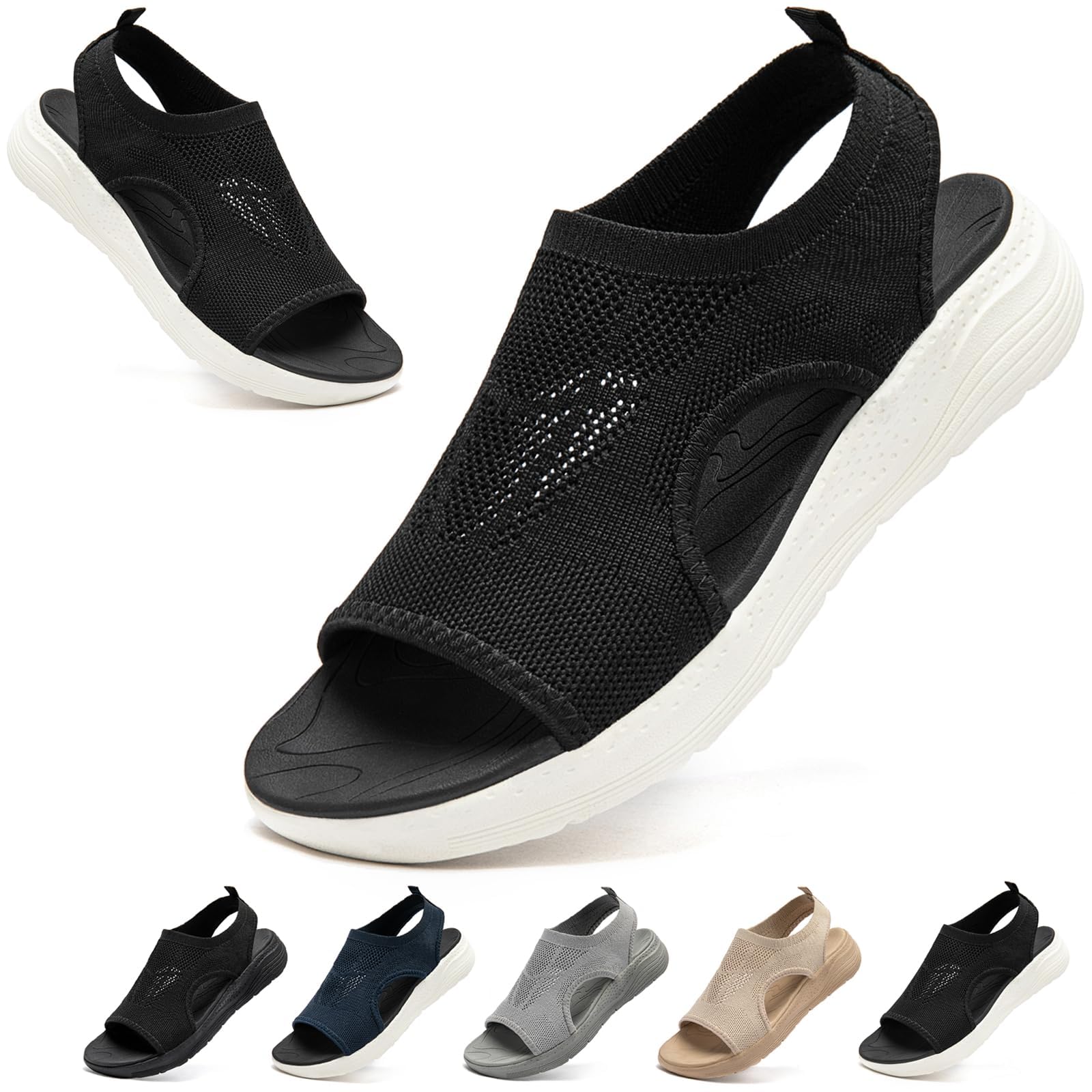 [MERPHINE] スポーツサンダル レディース ニット メッシュ 厚底 オフィス サンダル 夏 通気 軽量ウォーキング 歩きやすいおしゃれ オシャレ