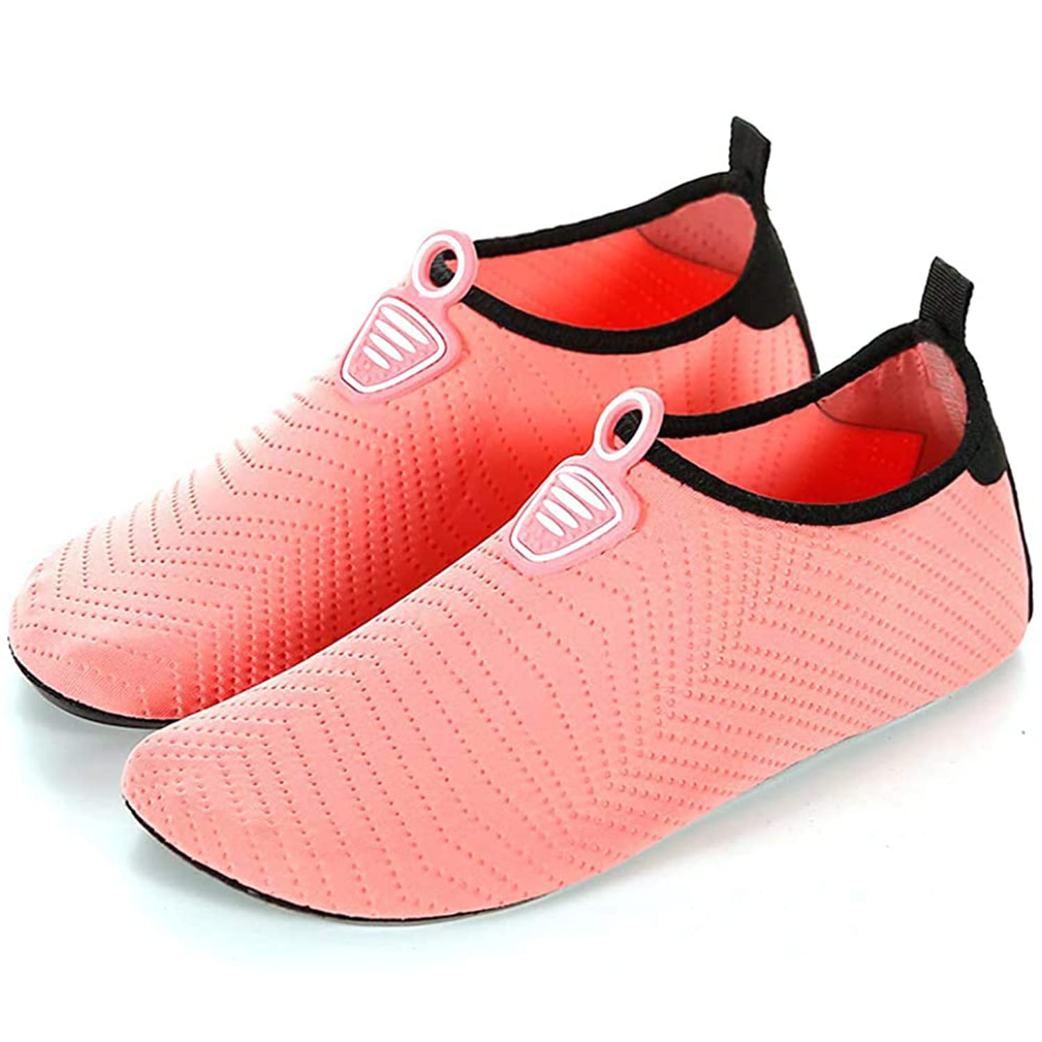 [MISIKEKE] マリンシューズ ウォーターシューズ メンズ レディース 水陸両用 アクアシューズ シュノーケリング ビーチシューズ 軽量 通気 キッズ 男女兼用、ピンク、25.5/26.0 cm