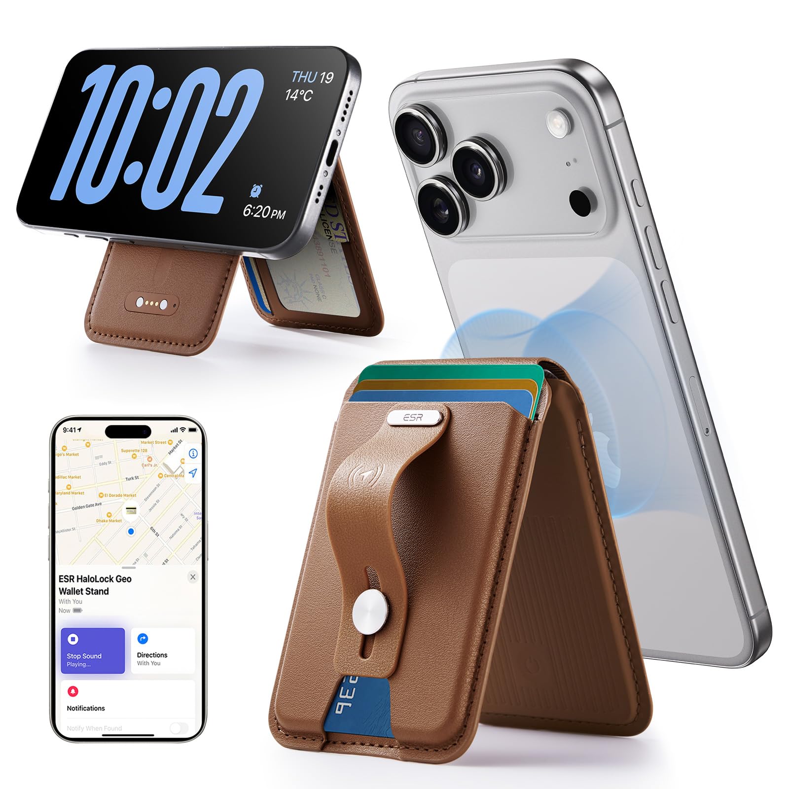 樂天商城 - [ESR] 2025新登場 MagSafe カードケース「探す」フル対応 RFIDブロック HaloLock Geoウォレットスタンド MagSafeウォレット 調整可能なスタンド付き iPhone 17/16/15/14/13/12シリーズ 16e/13