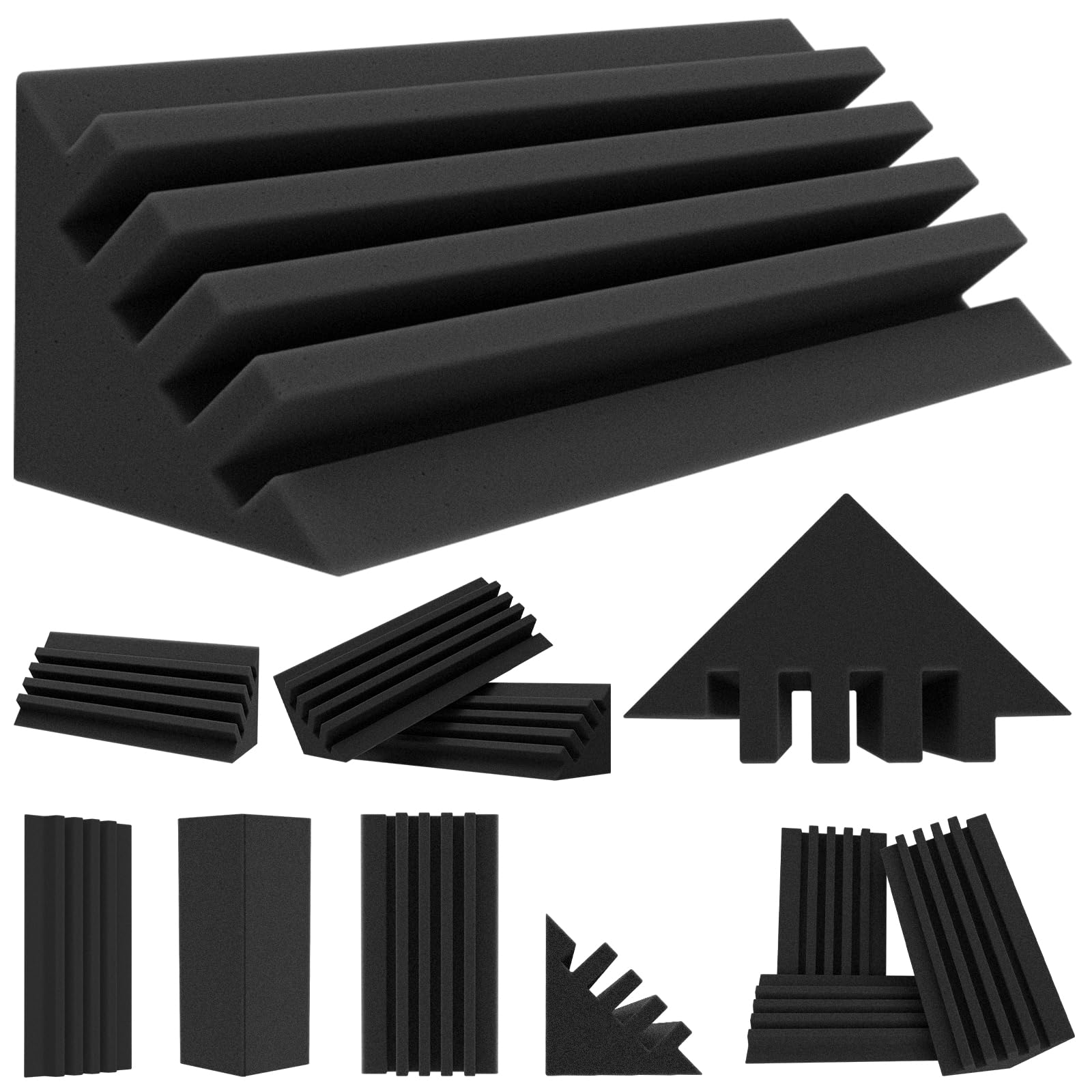 TroyStudio 吸音材 ベーストラップ 10×10×30cm 12枚 防音シート 高密度 厚手 コーナー用 防音パネル エコー・残響対策 低周波吸収材 防音 音楽スタジオ ホームレコーディング 録音室用